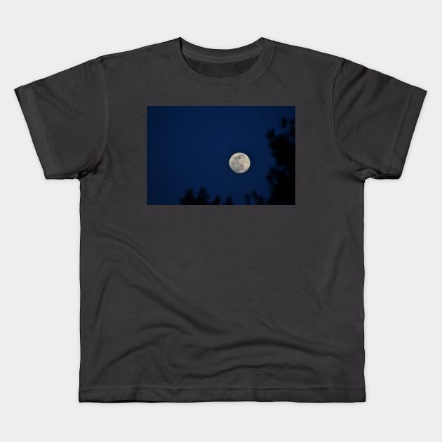 Bordered Full Moon Kids T-Shirt by A Thousand Words Photography